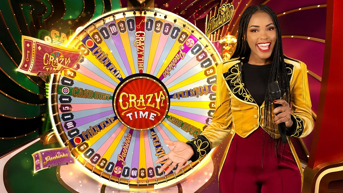 Crazy Time live game show by Evolution Gaming featuring 54-segment prize wheel
